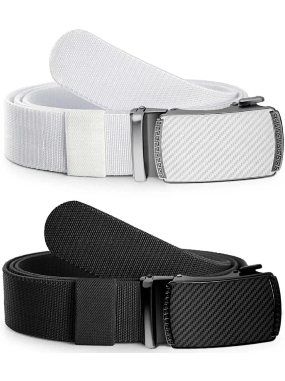 2 Pack Elastic Golf Belts for Men | Adjustable Nylon Ratchet, Trim-to-Fit